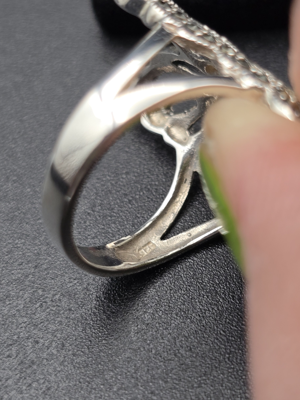 Vintage Stirling Marcasite Butterfly Ring - Picture 10 of 14